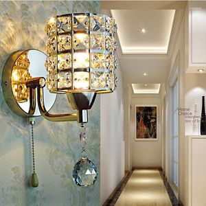 Duvar Lambası Başucu Kristal Tek Kafa Yaratıcı Modern Altın Ayna Ön Yatak Odası Oturma Odası Koridor