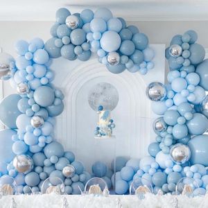 Party Decoration Macaron Blue Silver Balloon Garland Arch Kit Birthday Decor Foil Latex Ballon Wedding Baby Shower Decors