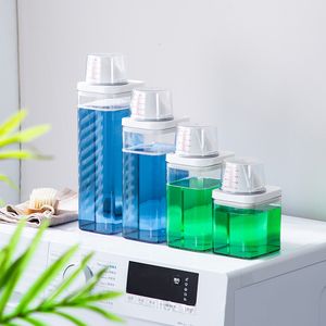 Storage Bottles Jars Airtight Laundry Detergent Powder Box Clear washing Container With Measuring Cup Plastic Cereal Dispenser 230625