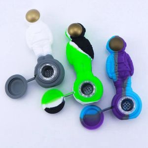 Mais recentes tubos de silicone coloridos lua lunar estilo piloto vidro único furo nove furos tela de filtro substituível colher tigela erva tabaco cigarro suporte para mão fumar