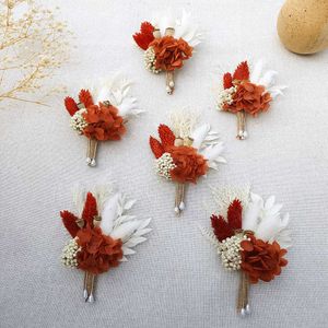 Getrocknete Blumen Natürliche Blume Braut Männer Boutonniere Hochzeit Mini Bouquet Dinner Party Herbst Vintage DIY Kuchen Topper Dekorationen