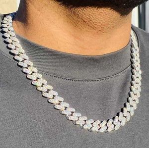 Mens 12mm kubansk länk Chian 925 Sterling Silver Hip Hop Iced Out VVS Diamond Moissanite Cuban Necklace