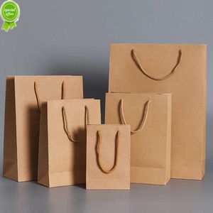 Kraft Paper Bag Paper Presentväskor med handtag Paper Bag Festival Party Presentförpackning Bag Cookie Candy Shopping Väskor Partihandel