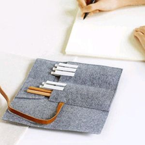 Canvas Drawing Paint Brush Storage Pencil Case Pen Bag Organizer Arts Craft Soft Stationery Portable Roll Up