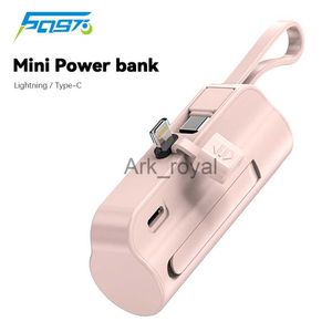 Cell Phone Power Banks Bank 5000mAh Built in Cable Mini Bank External Battery Portable Charger For iPhone Samsung Spare Banks J230626
