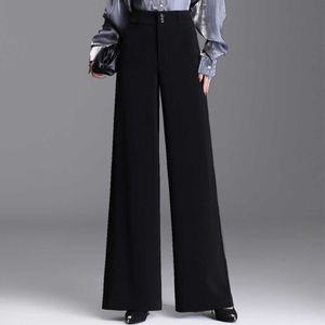 2023 Spring/Summer New Casual High midja Wide Ben Temperament Autumn/Winter Women's Palazzo Flare Baggy Cargo Women Pants Plus storlekar