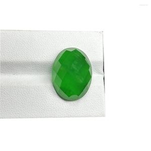 Loose Gemstones Meisidian Oval Flatback Checker Cut 15x20mm 18 Carat Myanmar Jade Cabochon Natural Burma Jadeite Stone