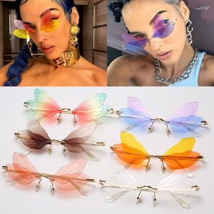 Okulary przeciwsłoneczne motocyklowe 2023 Vintage Dragonfly Butterfly steampunk gradient przezroczysty obiektyw okulary dla kobiet