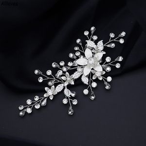 Silver Sparkle Crystals Hair Clips For Bride Luxury Rhinestones Flowers Wedding Hair Accessories Bridal Headpieces Hairband Women Formal Tiara Headwear CL2491