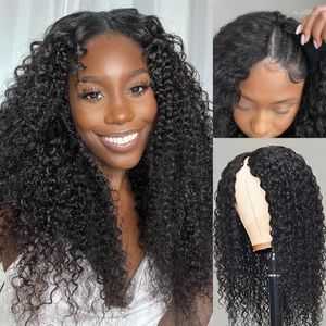 Part Wig Human Hair No Leave Out Brazilian Curly Wigs For Women 250 Density Deep Wave GluelessThin