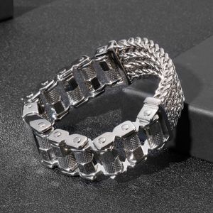 Armbänder Fongten Breites Schrauben-Fahrradkettenarmband für Männer Hochwertiger Edelstahl 23 mm Breite Charm Big Male Armbänder Schmuck