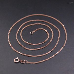 Kedjor Real 18K Rose Gold Chain for Women Women 1mmw Thin Wheat Necklace 18Inchl Gift Stamp AU750