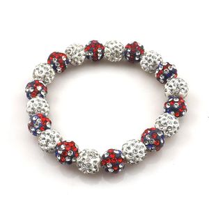 Armband mode Storbritannien flagga armband Rhinestone Disco Ball Beded stretchiga armband 5st/parti