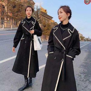 Fur 2022 New Autumn and Winter Big Fat Size Women's Long Foreign Style Ing Over the Knee Thickened Loose and Thin Woolen Coat