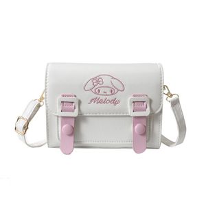 GIRL Kawaii Pink White Melody Cinnamoroll PU Square One Shoulder Bag Cute Soft Accessories Messager Bags