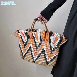 Bolsas de ombro femininas por atacado de fábrica 2 cores, grande capacidade, bolsa de praia com franjas doce bolsa listrada de tecido fresco verão mochila de férias à beira-mar