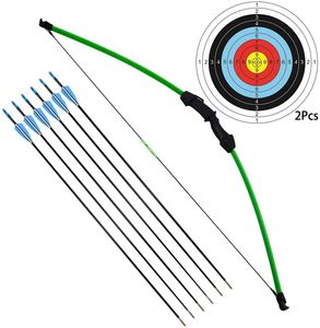 Bow Arrow 45" Children's Recurve Bow And Arrow Set Archery Green Limbs for Youth Beginner Practice Shooting Right Left Hand with 6 ArrowsHKD230626