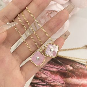 Cute Girls Pink Fritillaria Pendant Necklace Designer Love Jewelry New Wedding Party Gold Plated Necklace 2023 Summer Travel Love Gift Necklace Stainless Steel