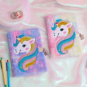 Blocchi per appunti Cartone animato Unicorno Simpatico quaderno di peluche con lucchetto segreto Adatto a bambini e ragazze Diario regalo Agenda Planner Organizza 230626