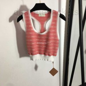 Women's T-Shirt Designer Women Tee Jogging Vest Knits T shirts With Striped Letters Pattern Girls Crop Tops High End Brand Stretch Sleeveless Jumper Pullover 52RK