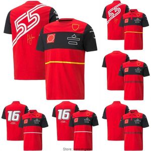 2022 F1 Ferari Racing Team Red T-shirt Formula 1 Racing Terno mangas curtas Jersey Motorsport Ao ar livre Quick-Dry Sports Polo Shirt Custom