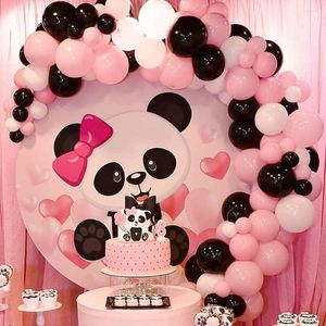 パーティーデコレーション100ピースブラックホワイトピンクバルーンガーランドアーチセットパンダテーマの誕生日ベビーシャワー結婚記念日