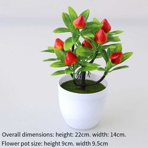 Planters krukor konstgjorda växter bonsai blommor citron frukt chili träd krukut fönsterdekor plastträdgård falsk växt krukut heminredning