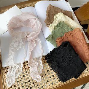 Scarves 2023 Lace Flower Scarf Handkerchief Lady Hair Band Head Bandana Neck Collar Women Triangle Headband Bag Accesories