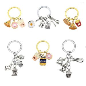 Keychains Cooking Keychain Dinner Key Ring Cook Book Knife and Fork Beater Blender Frying Pan Chain Chef Gift Diy Handgjorda smycken