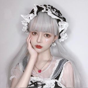 Perucas Sintéticas MEIFAN Lolita Cosplay Festa de Halloween Alta Temperatura Longo Liso Anime Peruca Harajuku Prata Cinza Bonito Vigor Kend22