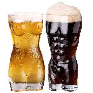 Canecas criativas femininas masculinas formato do corpo água copo de vidro de cerveja durável copos de uísque vinho s grande peito caneca drinkware 230626