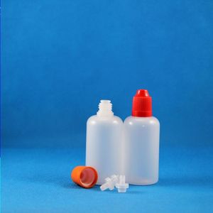 100 PCS 50 mL（5/3オンス）プラスチック製のドロッパーボトルチャイルドプルーフキャップのヒント安全なPE E VAPOR CIG LIQUIDGXLHI