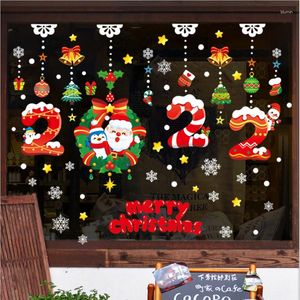 Naklejki ścienne świąteczne okno Wesołych dekoracji do naklejki domowej Kalkomanie pokoju dla dzieci 2023 rok