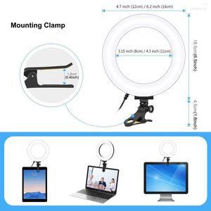 Cabeças de flash 4,7 6,2 polegadas Anel de luz para selfie 3 modos USB LED regulável Braçadeira para laptop Área de trabalho Transmissão ao vivo Vlogging Pografia Luzes de vídeo