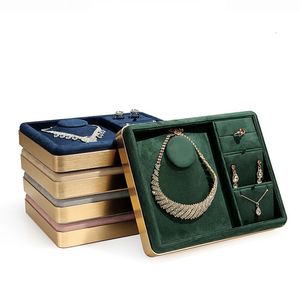 Espositore per gioielli Espositore per gioielli Orecchini Porta collane Pendent Show Stand Vassoio portaoggetti per gioielli in velluto di metallo 230626