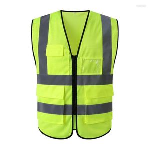 Motorcycle Apparel Hi Vis Workwear Highlight Reflective Vest Construction Safety Mesh Fluorescent Road Administration Coat Jacket