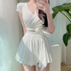 Women's Swimwear Summer Beach Swimsuit Sexy Short Skirt Female 95% Milk Silk Fabric Solid Color Slim Korean Version Of The Spa