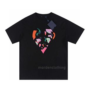 Men's high-quality L fabric short sleeve men's and women's couples wear color letter love series L runway T-shirt 495708