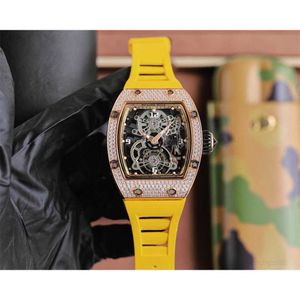 Diamond Luksusowy ruch męski zegarki RM17-01 R I C H A R D Hollow Tourbillon Designer 5TT2 Nowa wysokiej jakości mrożona Montre Brance Watch 9p