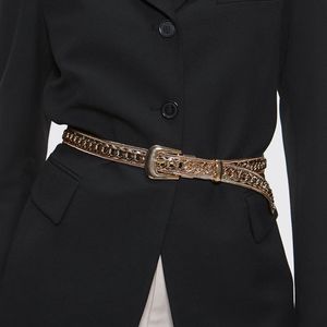 Cinture di catene di pancia Cintura di moda a catena d'oro Cinture di design per la vita femminile per le donne Cintura di corsetto di metallo argento punk di lusso di alta qualità 230626
