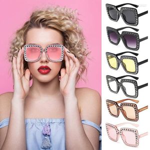 Motorrad Sonnenbrille Designer Sonnenbrille Big Square Strass Frauen Vintage Kristall Oversize UV400 Brillen Großhandel