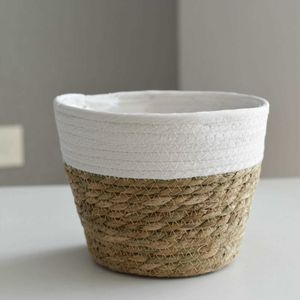 Planters Pots Large Straw Flowerpots Flower Baskets Potted Plants Seaweed Weaving Handmade Crafts Floor Indoor Weaving Baskets