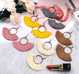 Womens Fashion Bohemian Earrings Long Tassel Fringe Dangle Hook Earring Eardrop Ethnic Jewelry Gift