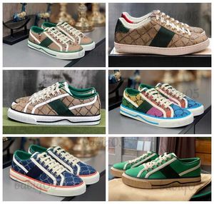 Dress Shoes Tennis 1977 Canvas Casual shoes Luxurys Designers Womens Shoe Italy Green And Red Web Stripe Rubber Sole Stretch Cotton Low Top Mens Sneakers babiq05