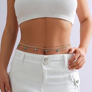 Chains Coloured Crushed Stone Body Chain Multi-layer Metal Waist For Women Minimalist Hip Hop Sexy Beach Ocean Party Gift