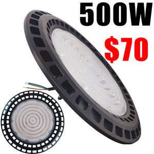 مخزون الولايات المتحدة الأمريكية 500W UFO LED High Bay Light Lamp Factory الإضاءة الصناعية 60000 لومن 6000-6500K IP65 أضواء المستودعات