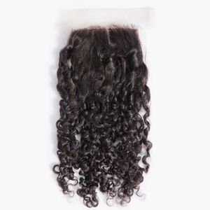 Synthetic Wigs 4x4 Lace Closure Only Human Hair Small Spirals Curly Closure Brazilian Kinky Curly Virgin Closure Swiss Lace Natural Hairline x0626