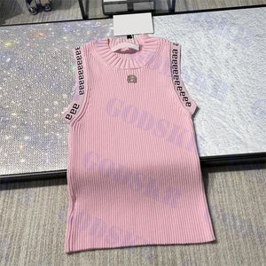 Designer Pink Tanks Top da donna Lettera Strass T Shirt Ladies Canotte lavorate a maglia Gilet senza maniche Intimo Tre colori