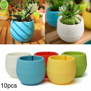 10 pçs Mini Vaso de Flores de Plástico Vaso Redondo para Suculentas Pequena Flor Plantadora Caixa de Berçário Colorida Bandejas Vasos de Flores para Transplante