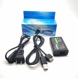 Adattatore CA per caricabatterie da muro con cavo di ricarica dati USB per Sony PlayStation PSVITA PS Vita PSV 1000 EU Spina USA con scatola al dettaglio